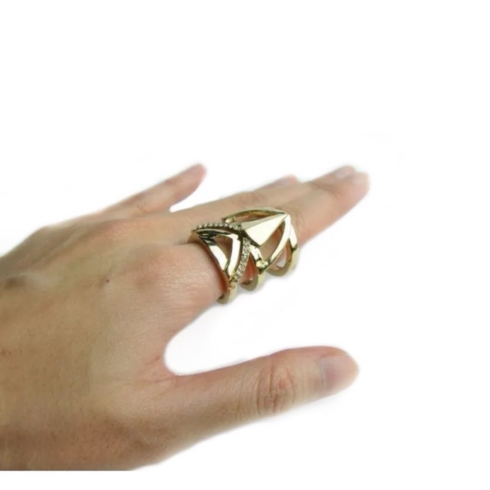BCBGENERATION TRIPLE RING GOLD TONED BOHO STYLE
